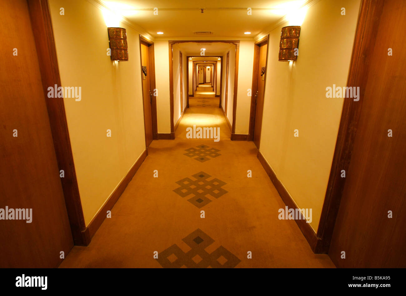 Hotel corridor of luxury hotel in Kathmandu in Nepal Stock Photo