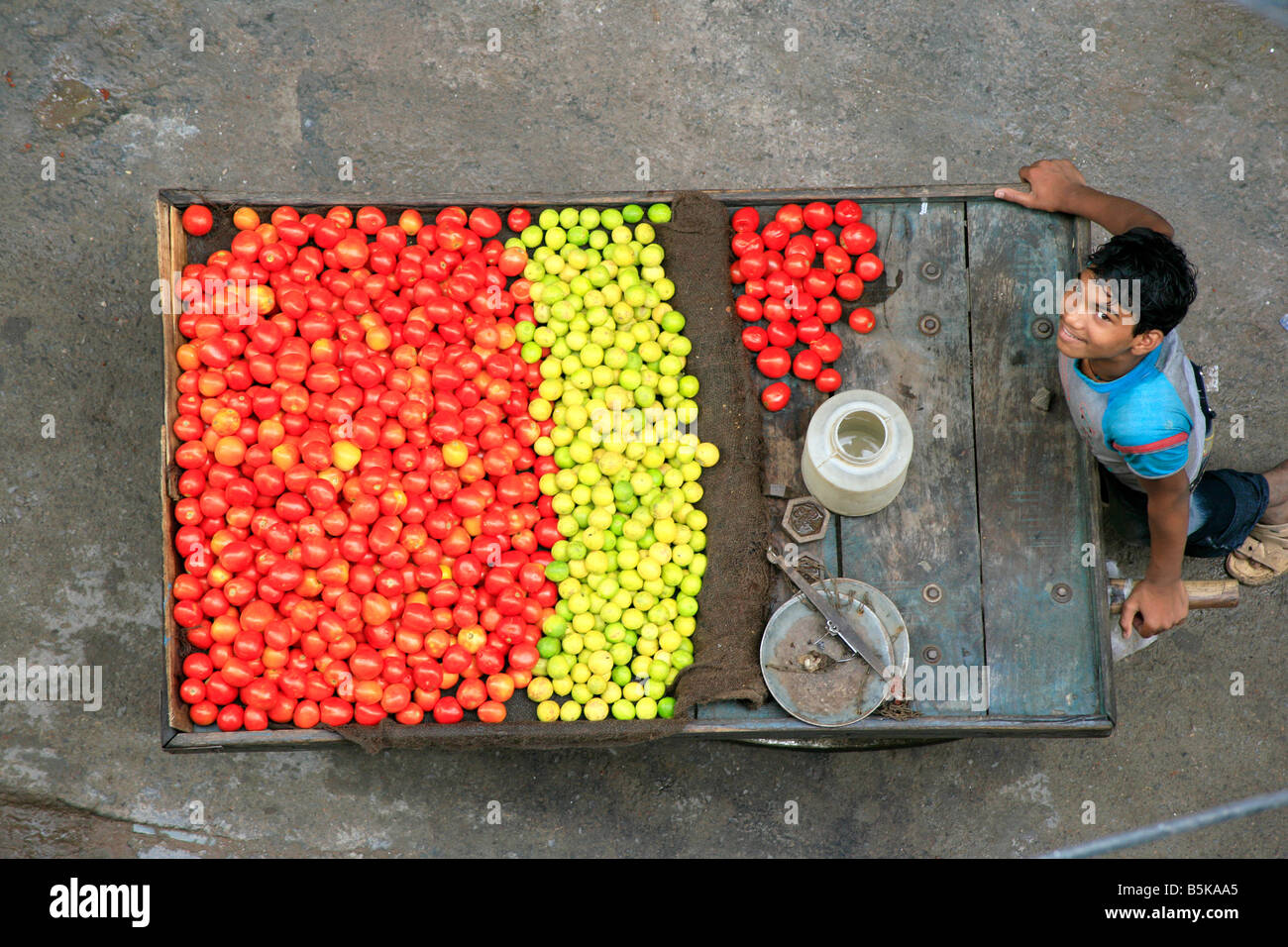 Street vendor ambulant vegetable stall in delhi india Stock Photo