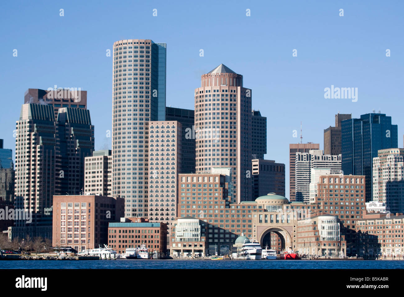 Boston Skyline from River Hudson Stock Photo Alamy