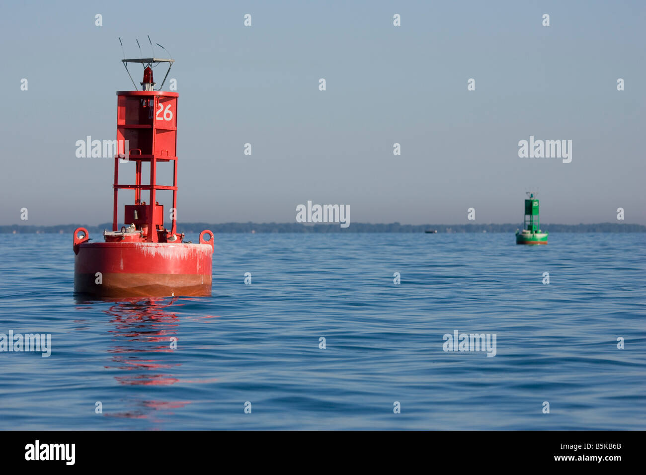Red and green buoys marking a shipping channel Stock Photo Alamy