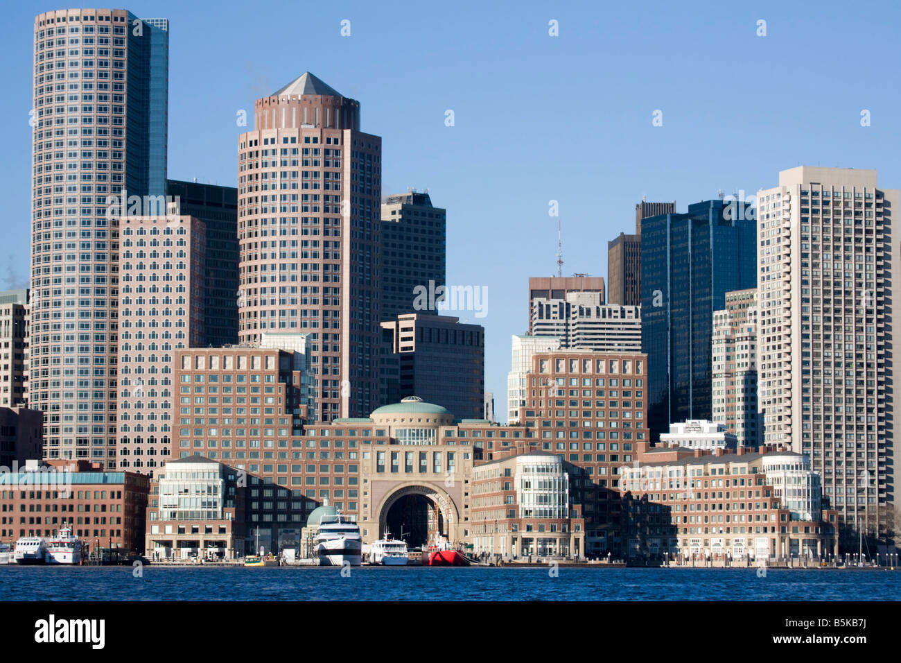 Boston Skyline from River Hudson Stock Photo Alamy