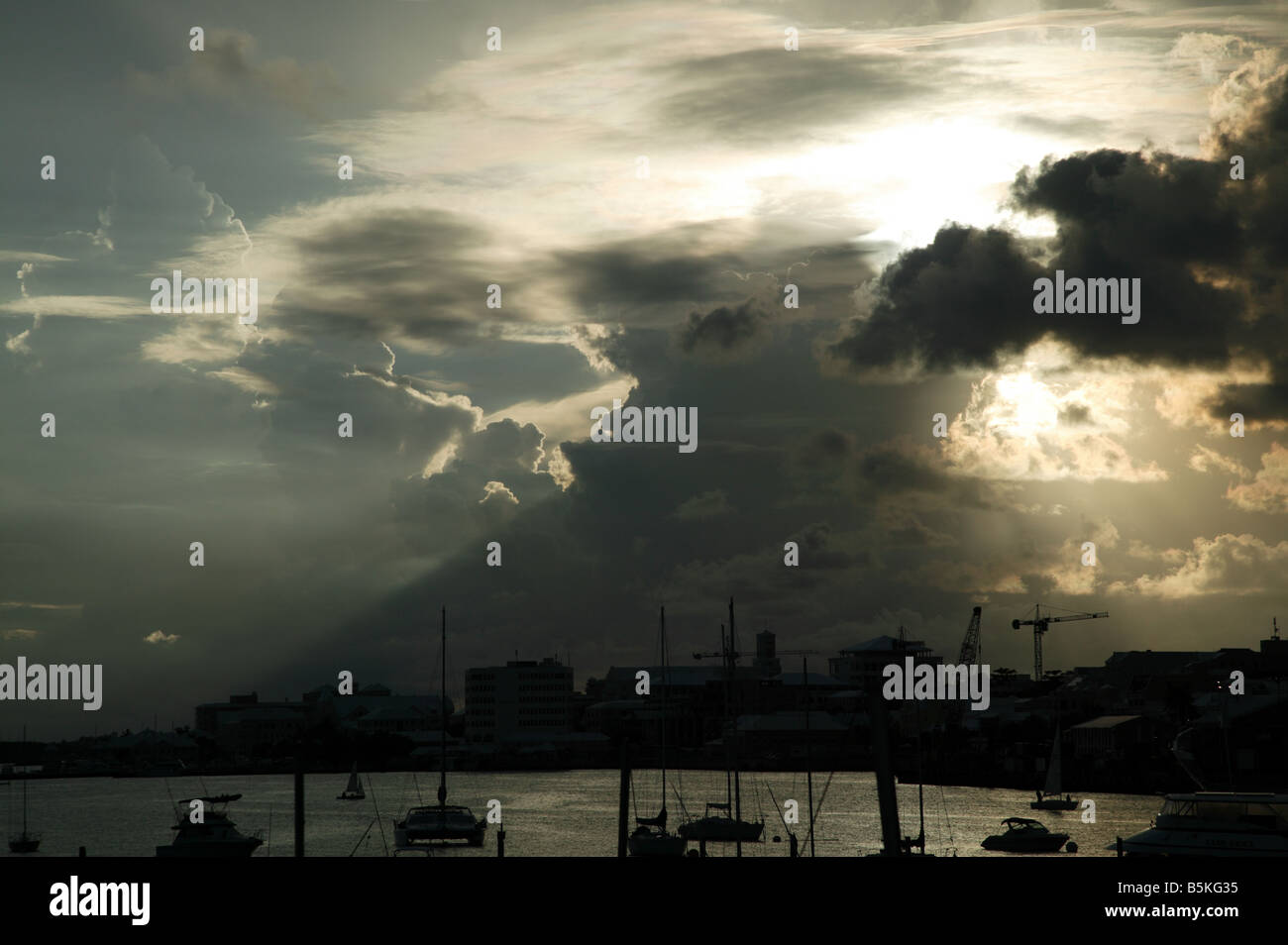 Dramatic Sunset over Hamilton Harbour Stock Photo