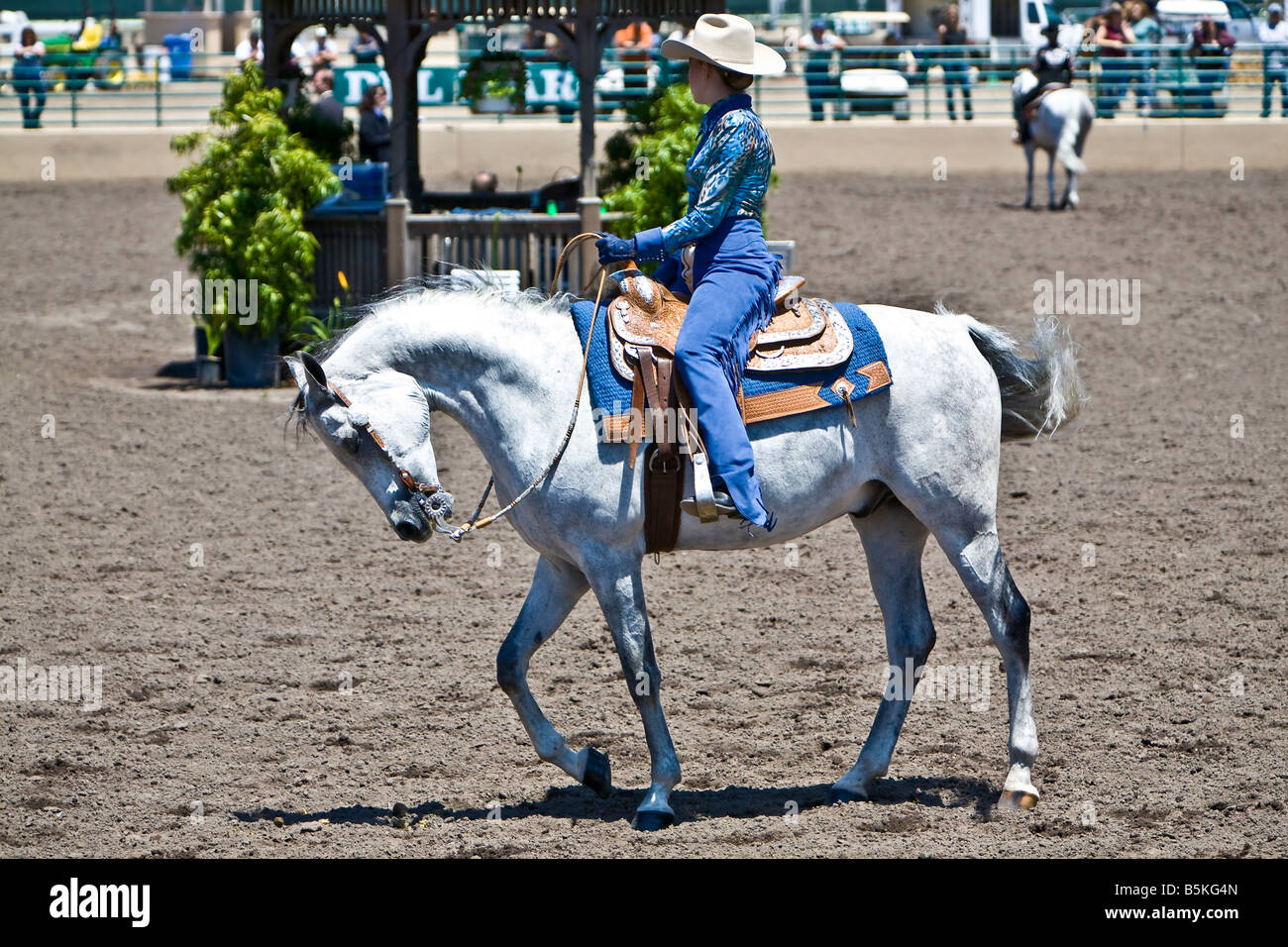 Arabian horse riders compete at the Region One Arabian Horse Show at the Del Mar Showpark Arena in Del Mar CA US Stock Photo
