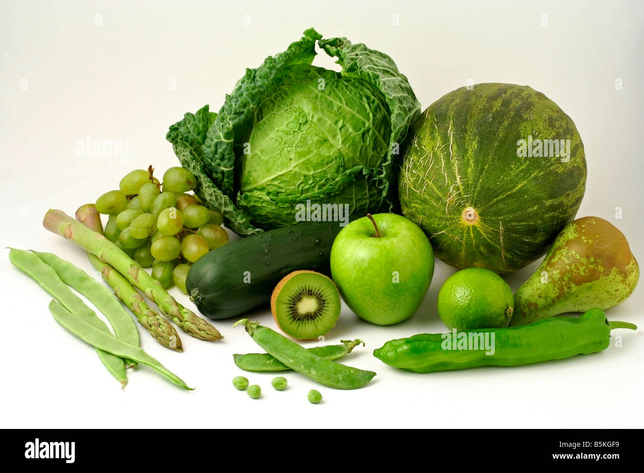 Green fruit and vegetables Stock Photo Alamy