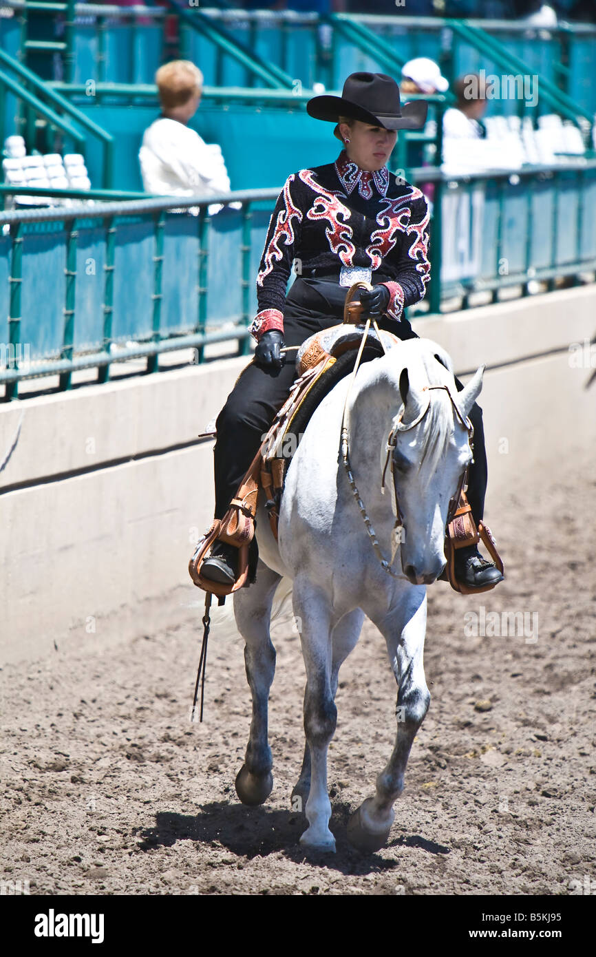 Recreational Arabian horse riders at the Region One Arabian Horse Show at the Del Mar Showpark Arena in Del Mar CA US Stock Photo