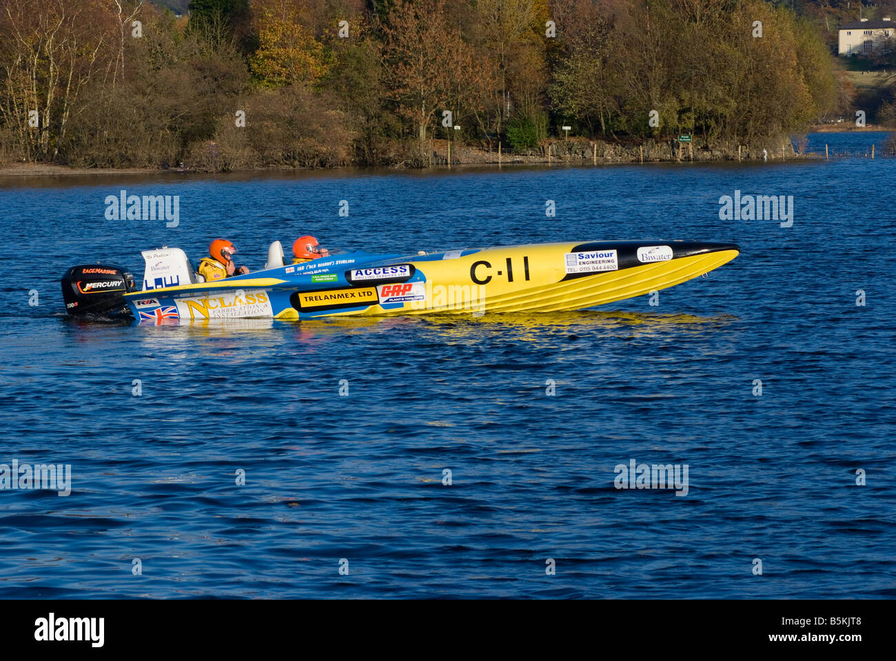 A Yellow Powerboat at Coniston Water Speed Record Time Trials Lake