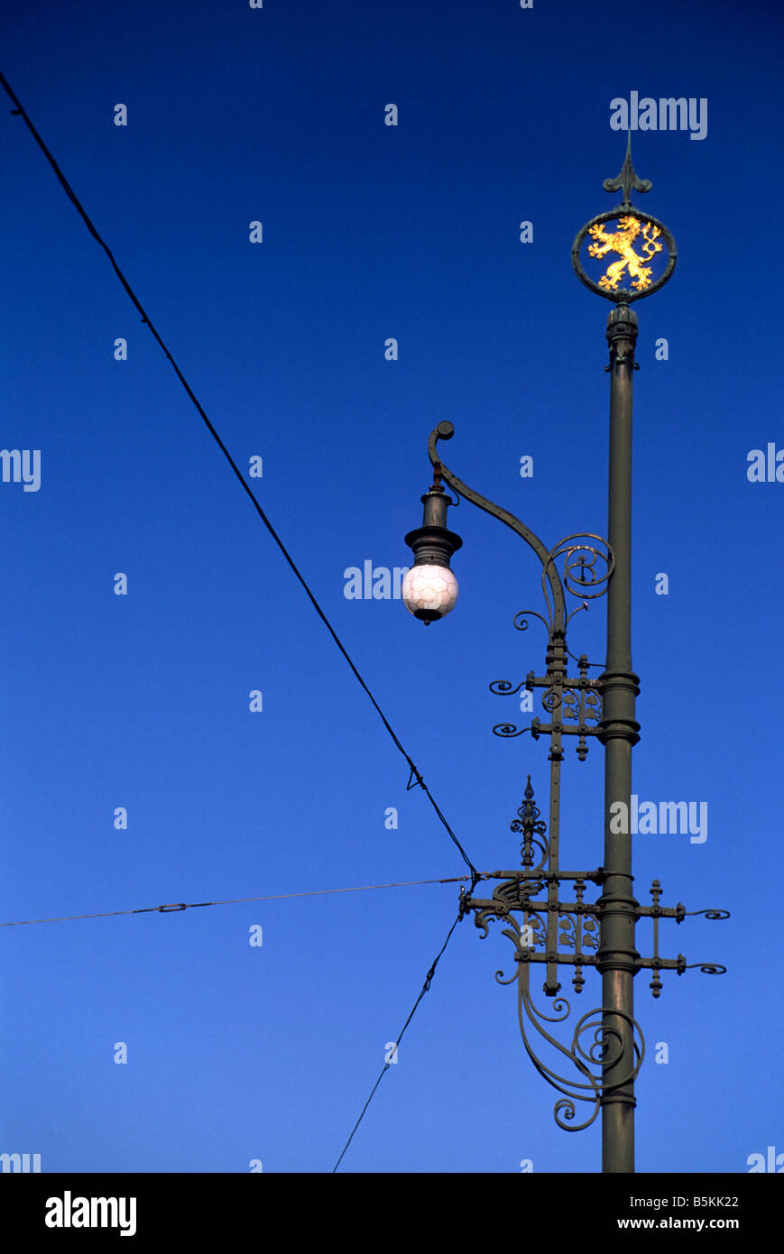 Prague - Stare Mesto - Old Town Quarter - Streetlamp on Legion bridge Stock Photo