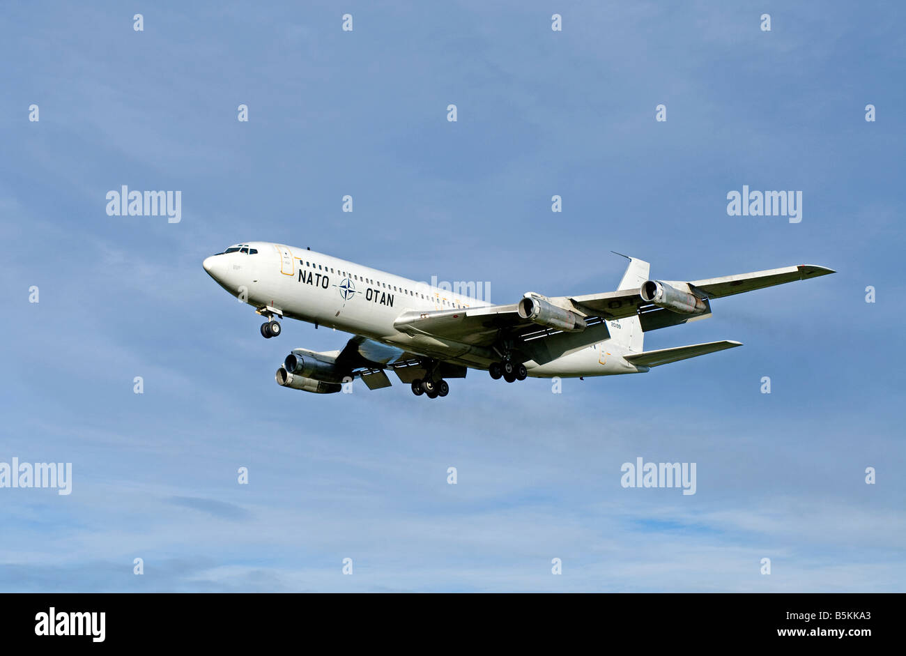 NATO ORTAN Germany Boeing 707TCA CT-49A Military Aircraft on finals to RAF Lossiemouth Moray Grampian Scotland UK SCO 1196 Stock Photo