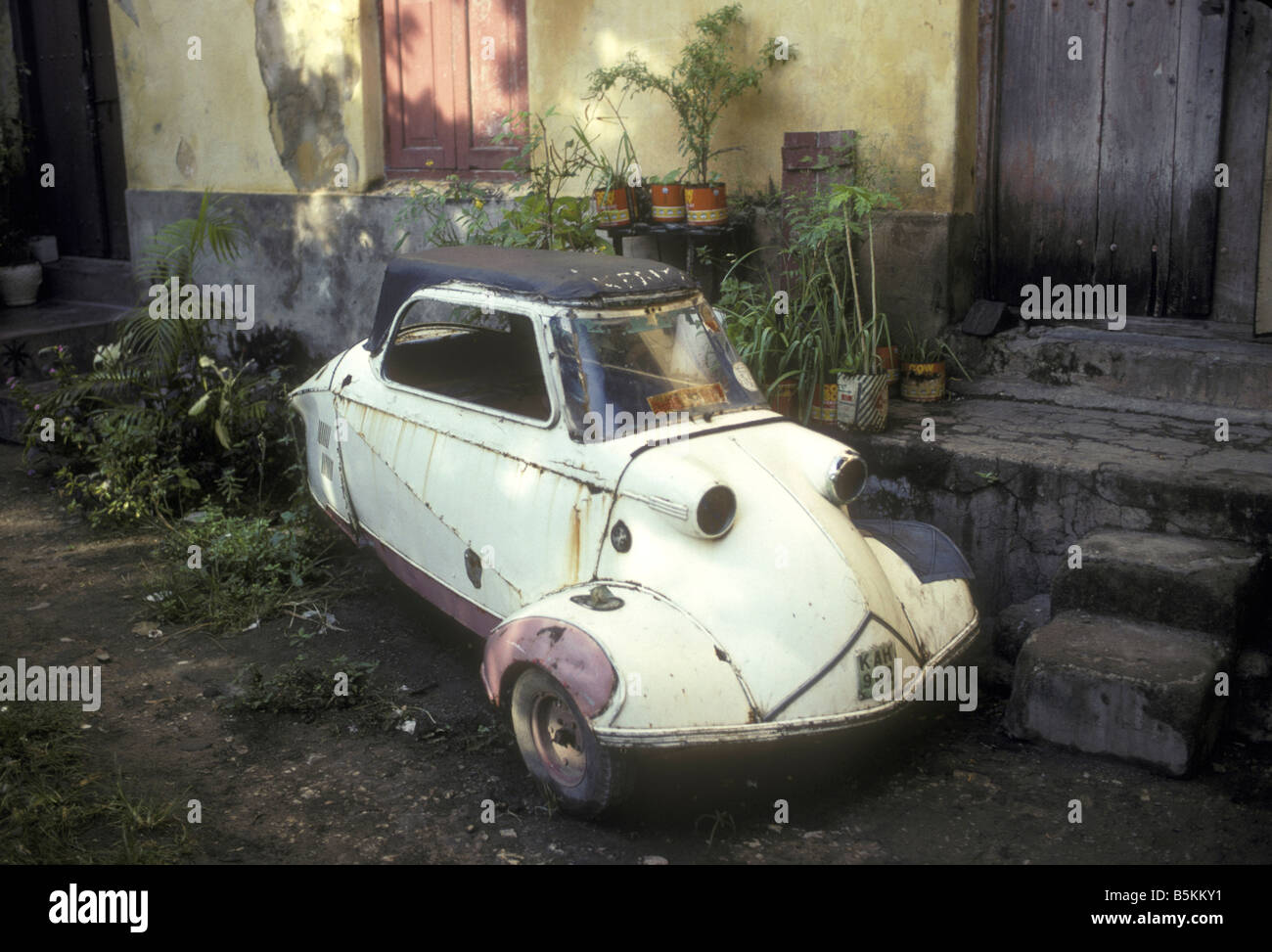 Old Messerschmitt KR200 car in Mombasa, Kenya. Stock Photo