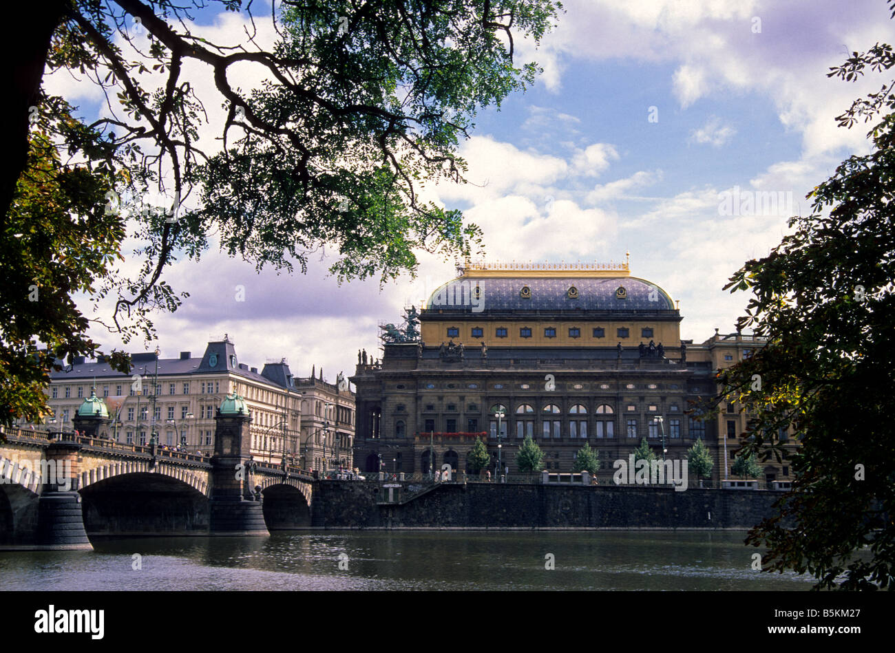 Prague  - Nove Mesto - New Town quarter - Narodni Divadlo, National theater Stock Photo