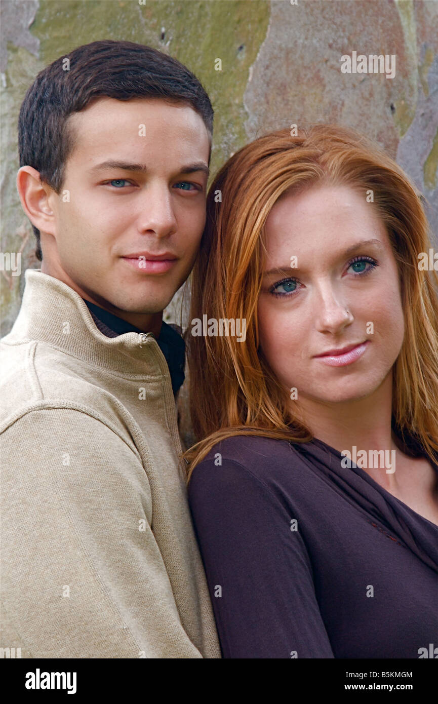 Cute teen couple in forest hi-res stock photography and images - Alamy