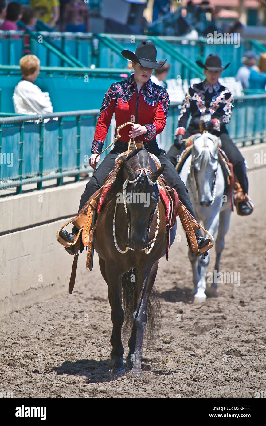 Recreational Arabian horse riders at the Region One Arabian Horse Show at the Del Mar Showpark Arena in Del Mar CA US Stock Photo