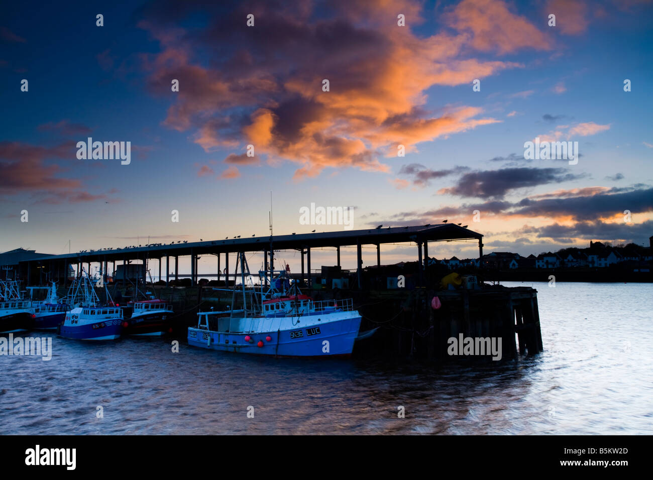 England Tyne and Wear North Shields Dawn at the North Shields Fish Quay near the mouth of the River Tyne Stock Photo
