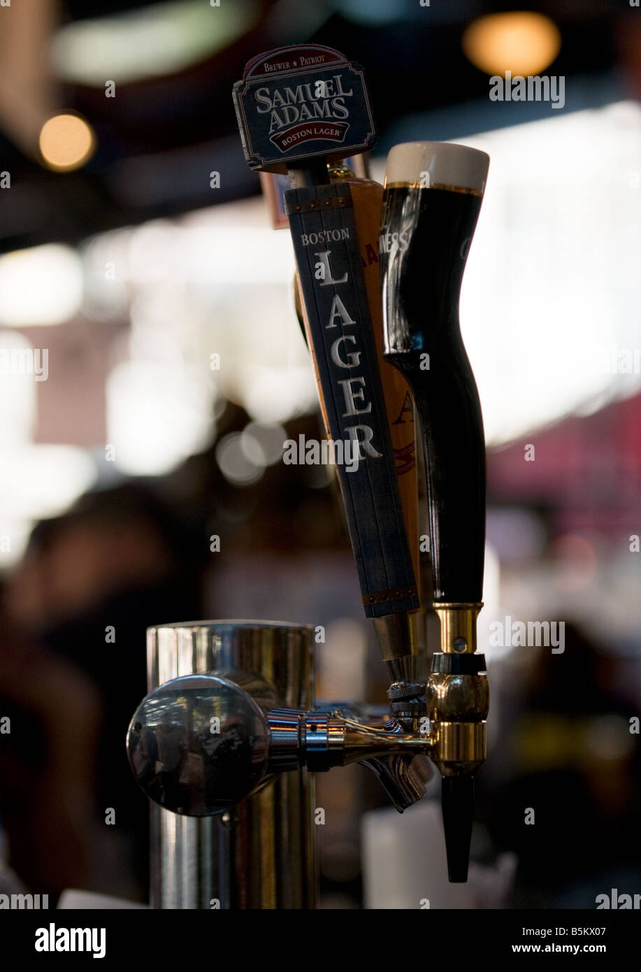 Beer tap handles in a bar, Boston, New England Stock Photo Alamy