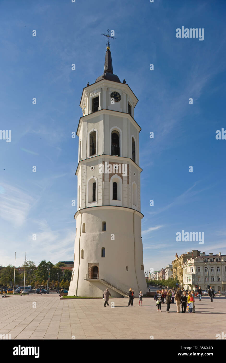 Baltic States Lithuania Vilnius Vilnius Cathedral and the 57m tall Belfry Tower Stock Photo