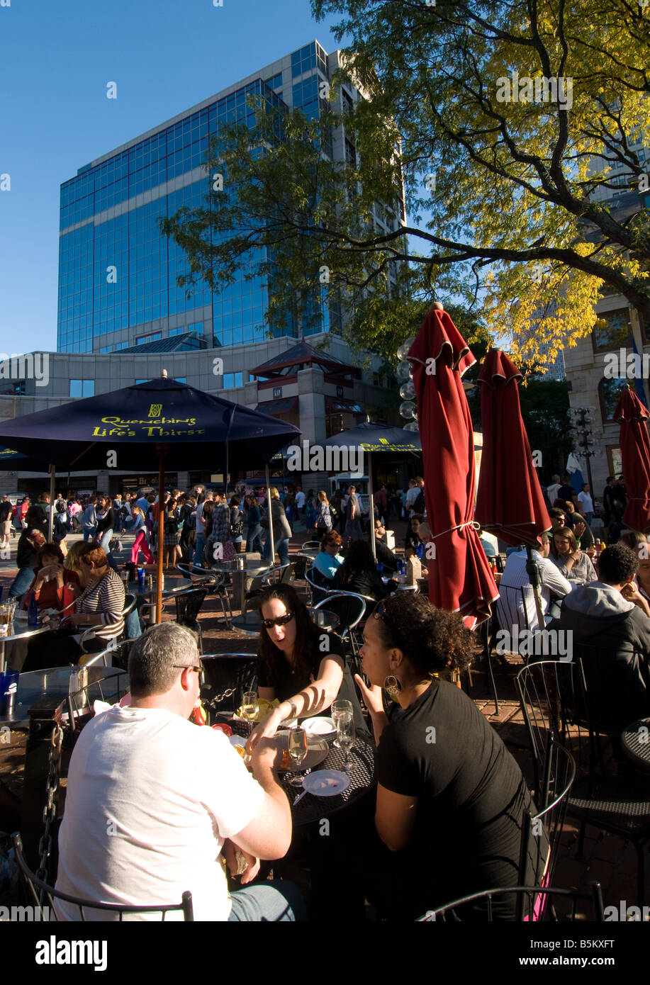 Outdoor cafe, Faneuil Hall area, Boston, New England USA Stock Photo