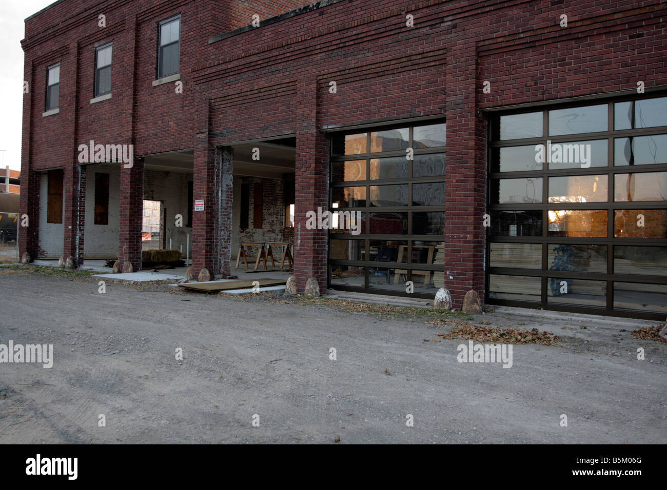 Garages during conversion into commercial space Stock Photo Alamy