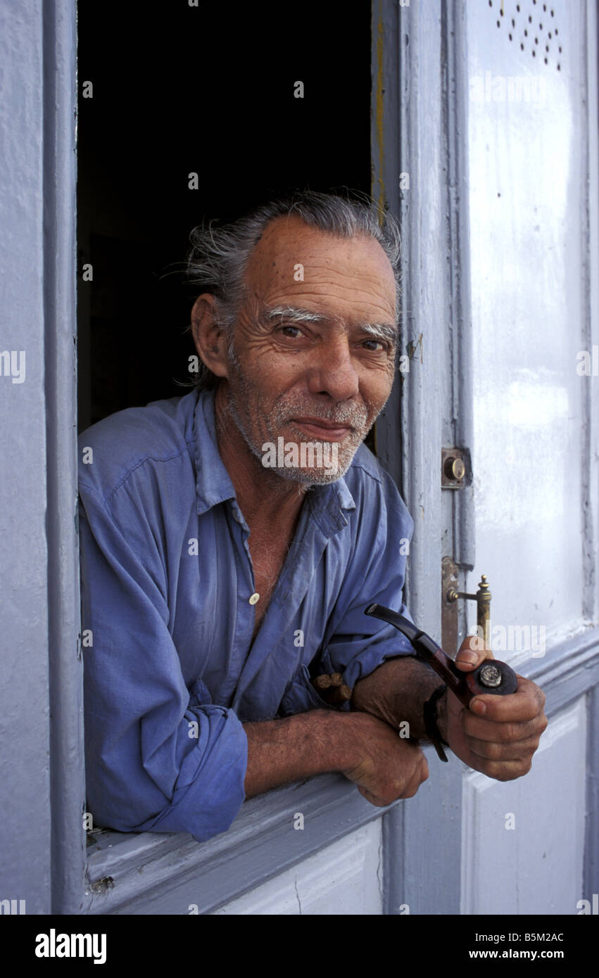 Smoking man La Palma Canary Islands Spain Stock Photo