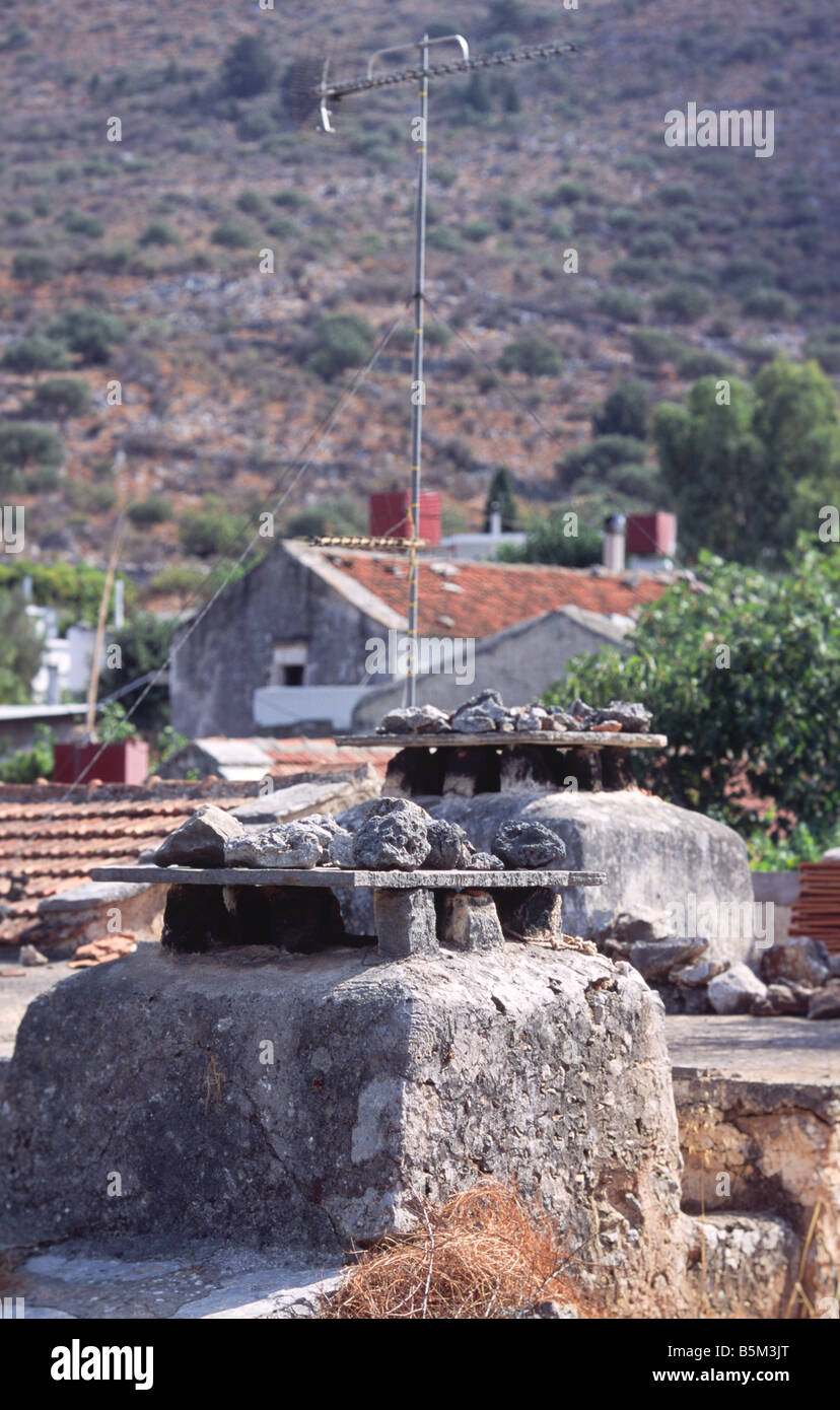 stony chimney Crete Greece Stock Photo