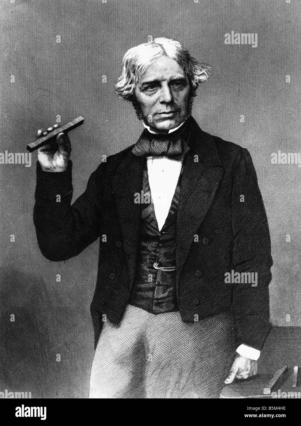 Faraday, Michael, 22.9.1791 - 25.8.1867, British chemist and physicist, half length, steel engraving, after photo, 19th century, Artist's Copyright has not to be cleared Stock Photo