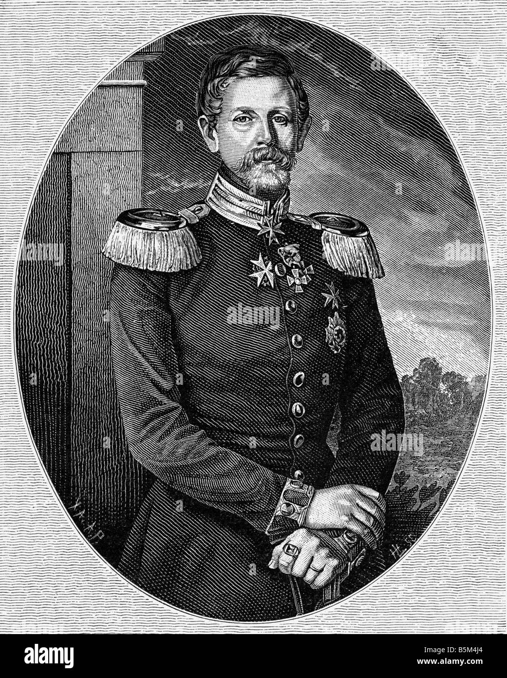 Moltke, Helmuth Karl von, 26.10.1800 - 24.4.1891, Prussian general, half length, wood engraving after painting, 1851, , Stock Photo