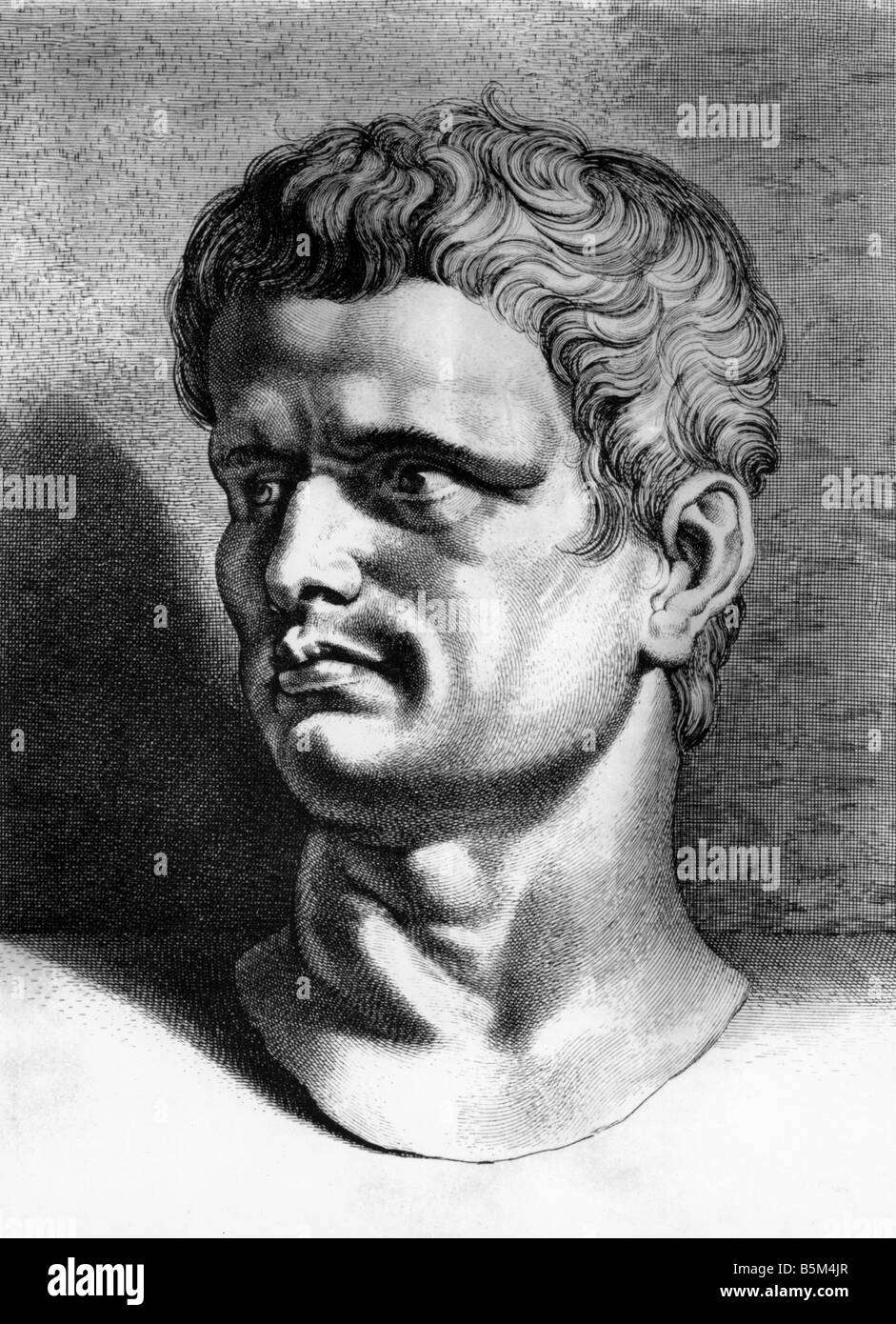 Brutus, Marcus Junius, 85 BC - 42 BC, Roman senator who killed Julius Caesar, portrait, bust, Peter Paul Rubens del., Vostermans (facsimile), Stock Photo