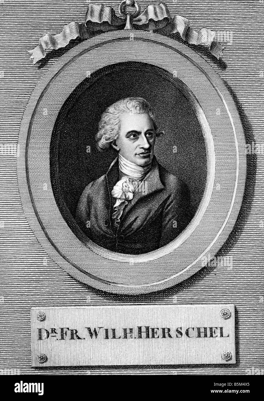 Herschel, Frederick William, 15.11.1738 - 25.12.1822, German astronomer and musician, portrait, copper engraving by C. Müller, Artist's Copyright has not to be cleared Stock Photo