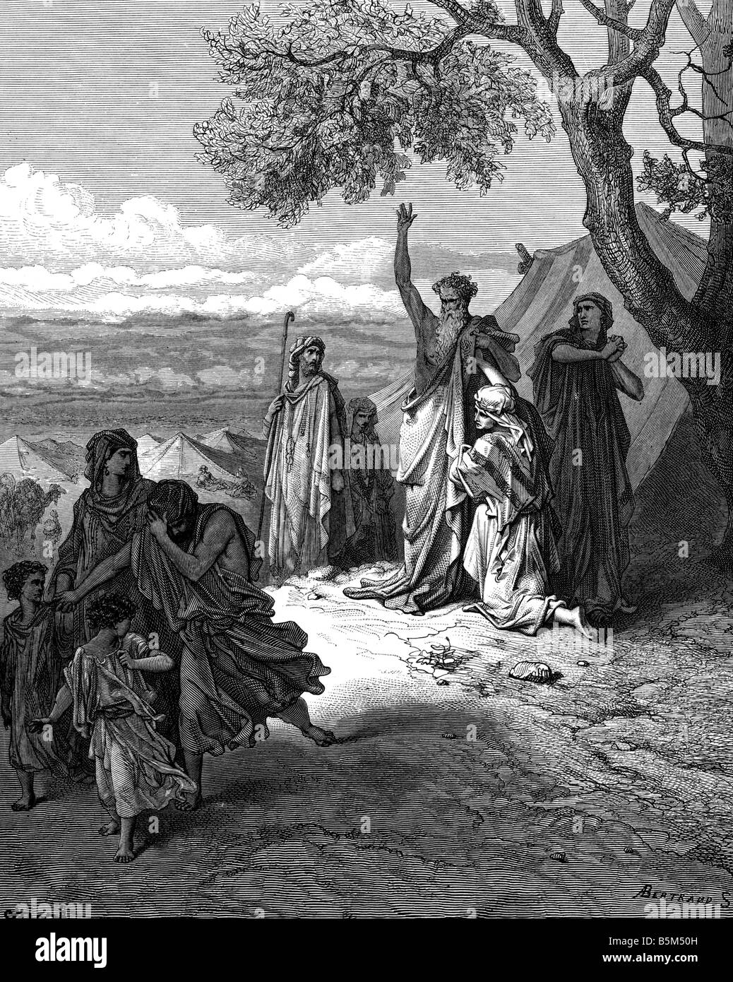 religion, biblical scenes, "Curse of Ham", wood engraving by Gustave