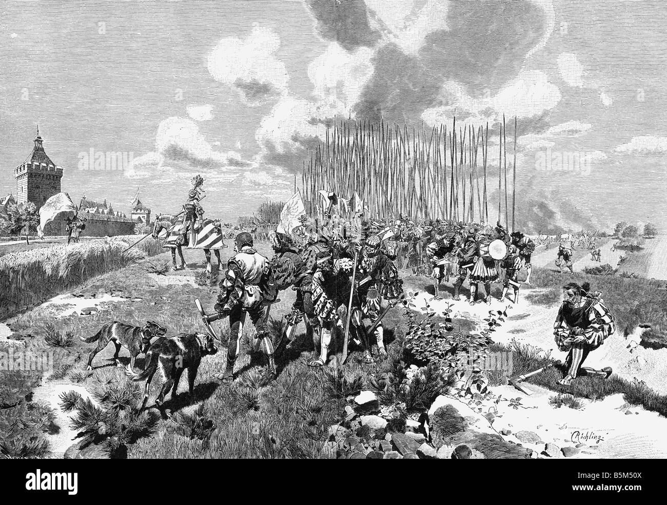16th century castle painting Black and White Stock Photos & Images - Alamy