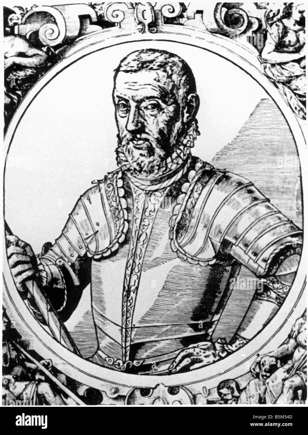 Coligny, Gaspard II de, Lord of Chatillion, 16.2.1519 - 24.8.1572, French politician, Admiral of France 1552 - 1572, half length, copper engraving, 16th century,  , Artist's Copyright has not to be cleared Stock Photo