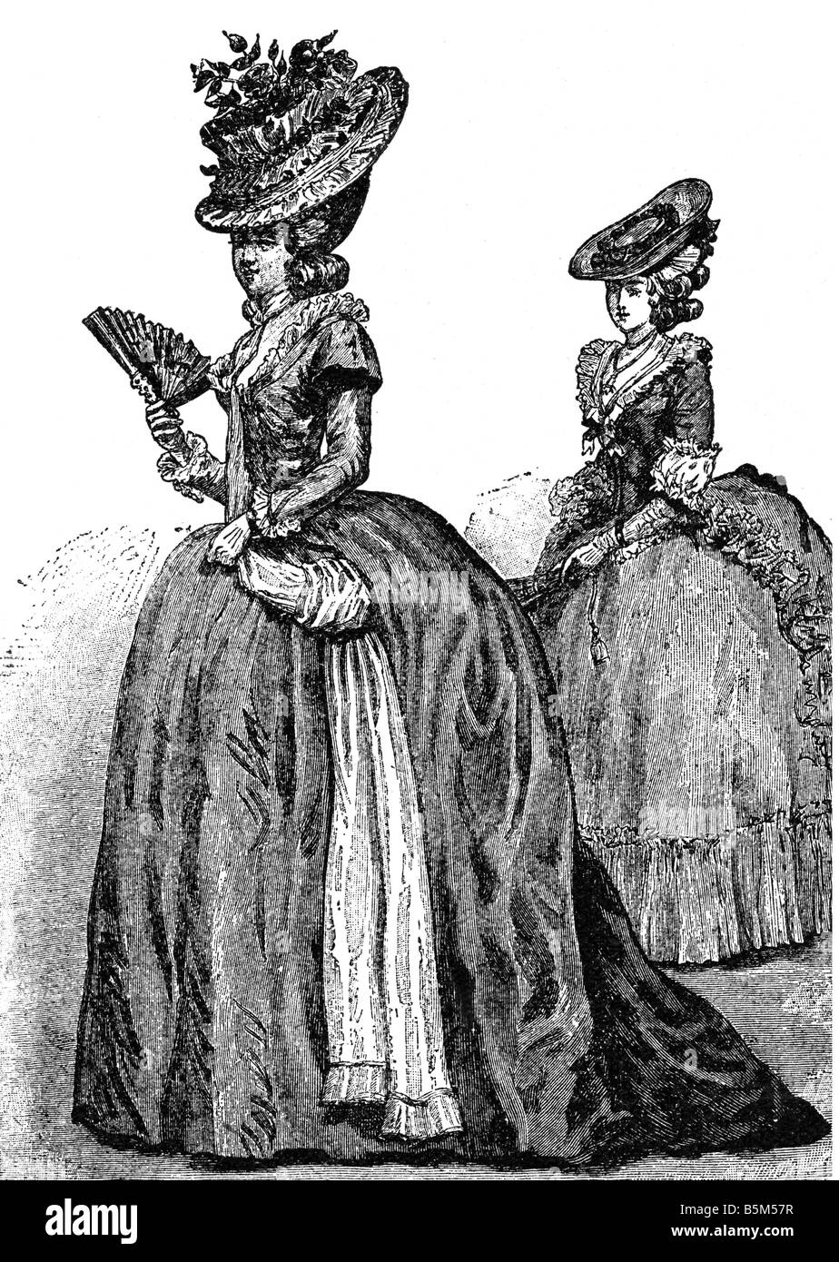 fashion, 18th century, ladies fashion, copper engraving, 1782, Stock Photo