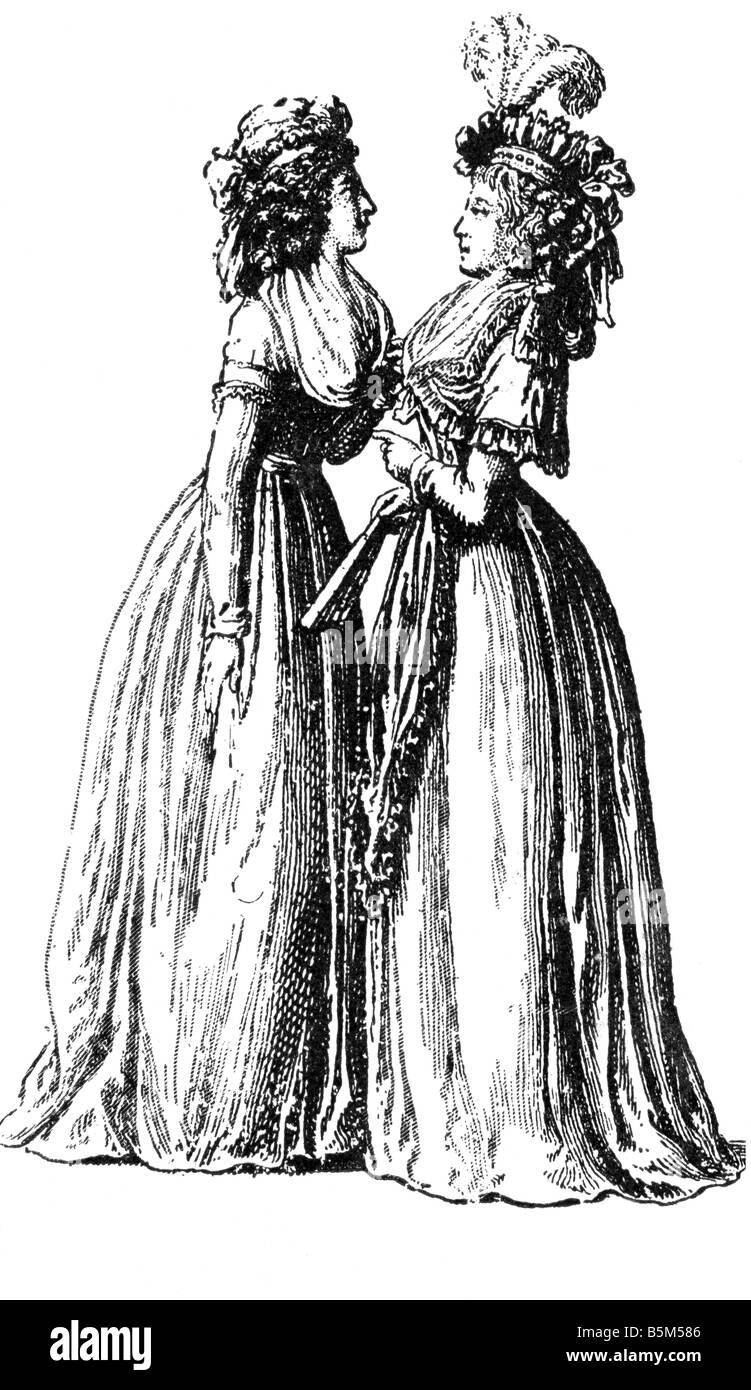 fashion, 18th century, Germany, copper engraving by Ernst Ludwig Riepenhausen, 'Goettinger Musenalmanach', 1796, , Stock Photo
