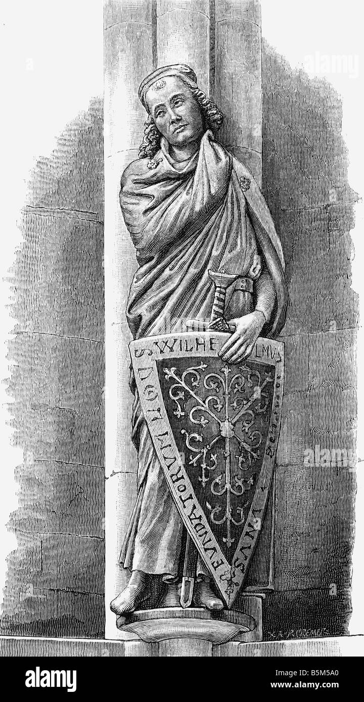 Wilhelm von Brehna, + 1116, Count of Camburg, full length, donor  figure, statue of the Master of Naumburg, circa 1250, Naumburg Cathedral, wood engraving, 19th century, , Stock Photo