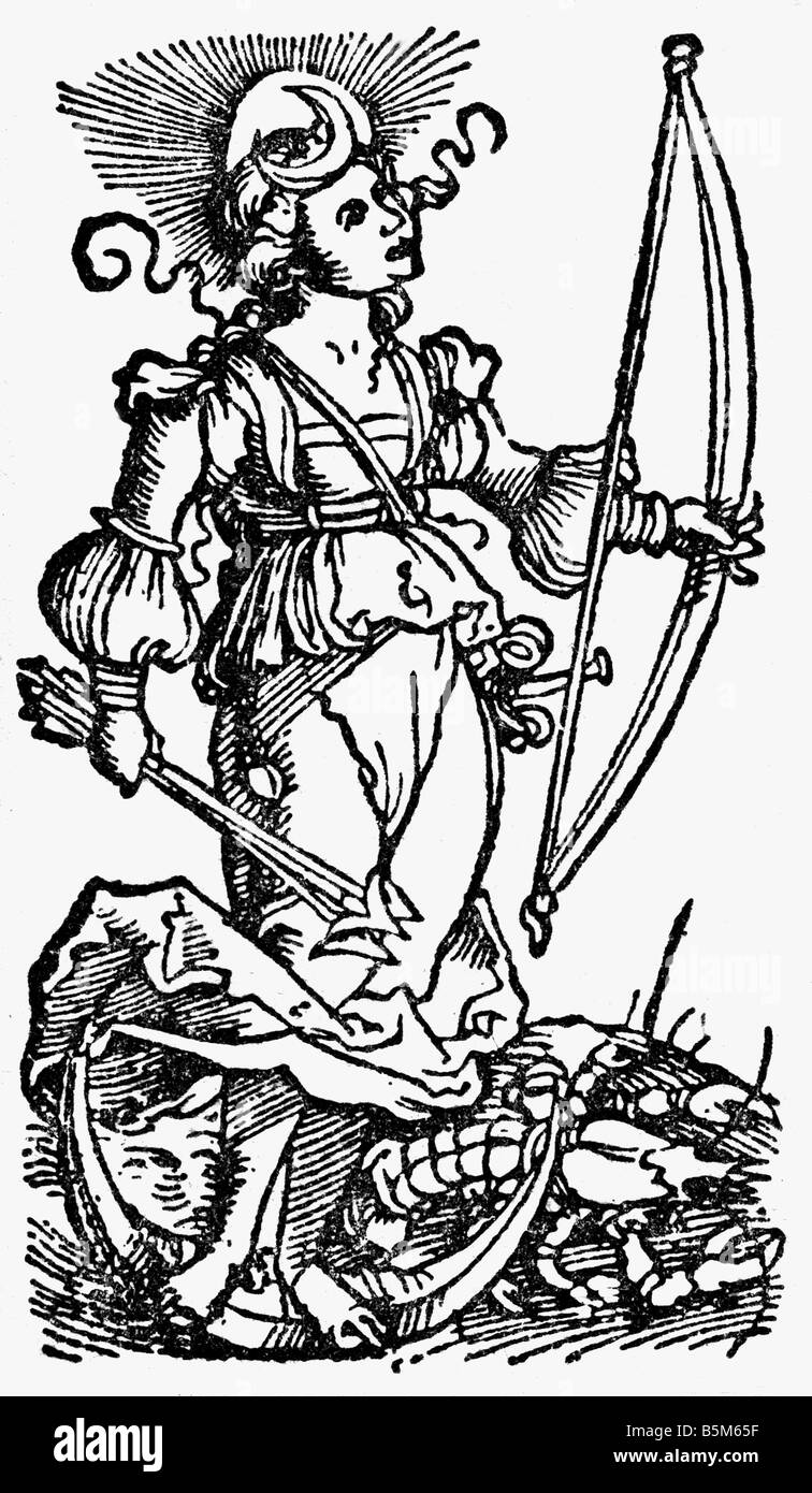 Religion Paganism Roman Mythology Moon Goddess Luna Woodcut Stock Photo Alamy