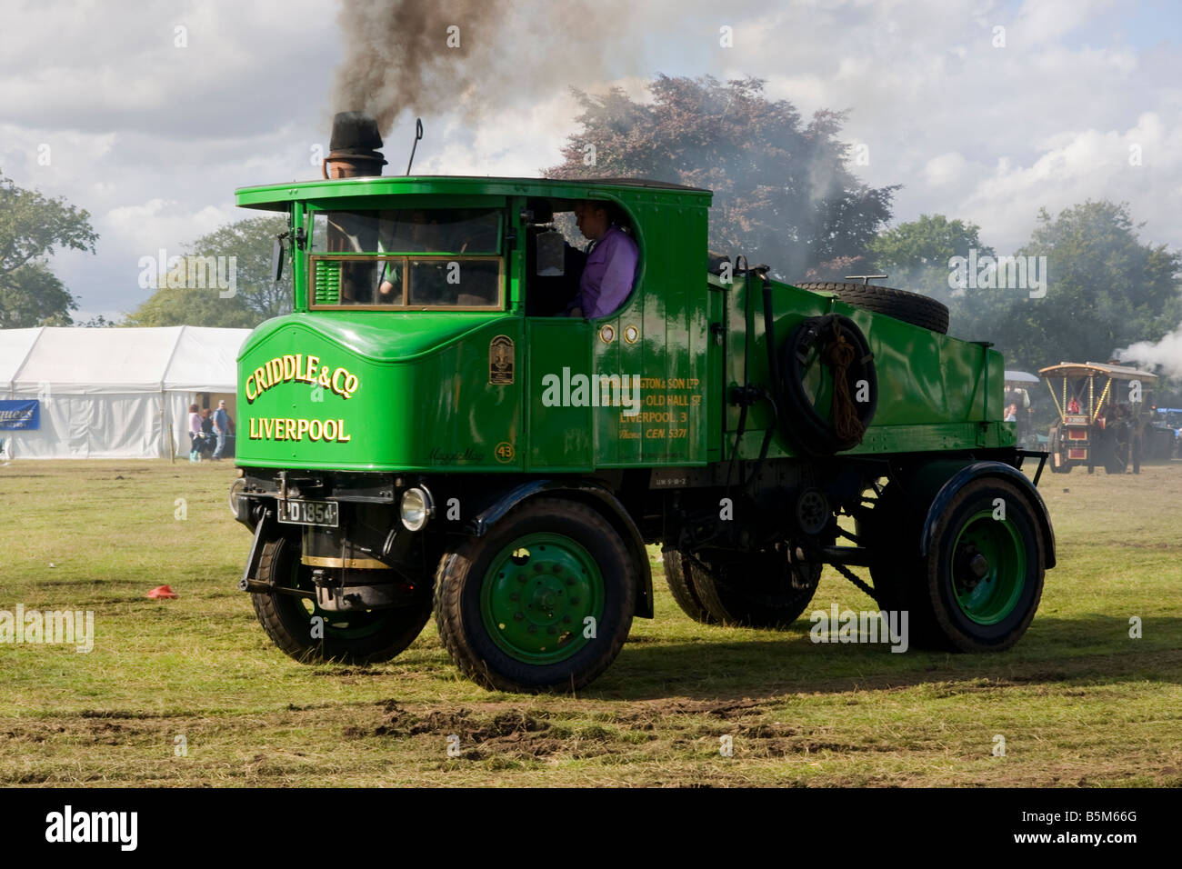 vintage steam lorry in the showground at astle park rally Stock Photo