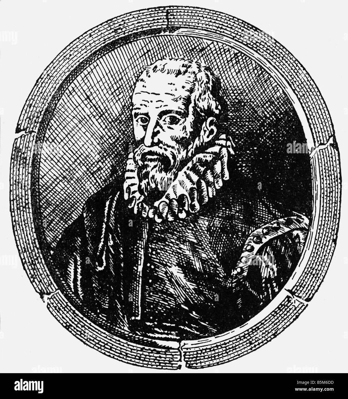 Pare, Ambroise, um 1510 - 20. 12.1590, French physician, portrait, wood engraving, 19th century,  , Stock Photo