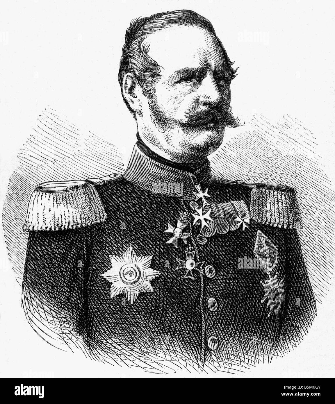 Roon, Albrecht Theodor Graf von, 30.4.1803 - 23.2.1879, Prussian general, Minister of War 1859 - 1873, portrait, wood engraving, circa 1865,  , Stock Photo