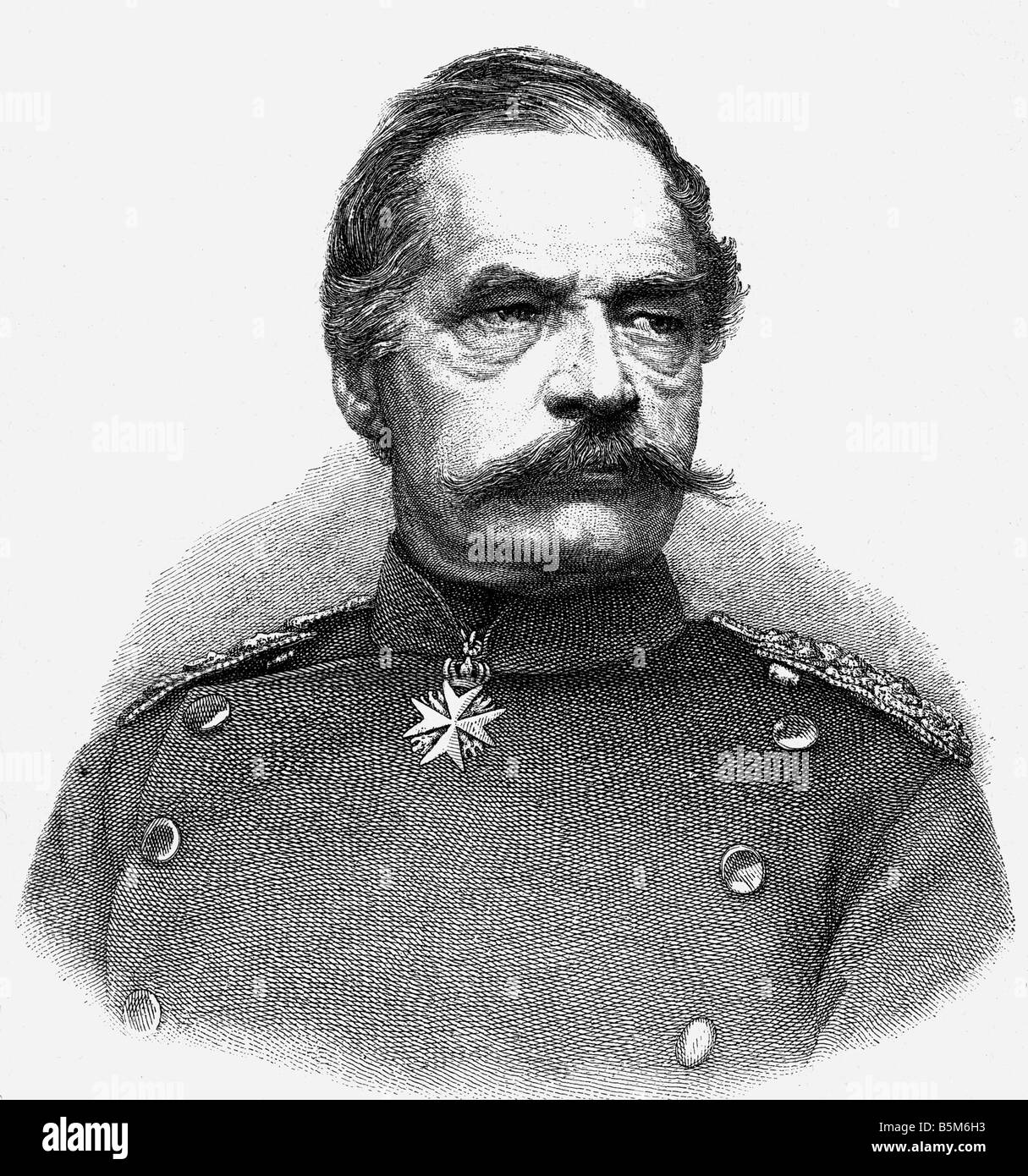 Roon, Albrecht Theodor Graf von, 30.4.1803 - 23.2.1879, Prussian general, Minister of War 1859 - 1873, portrait, wood engraving, circa 1870,  , Stock Photo