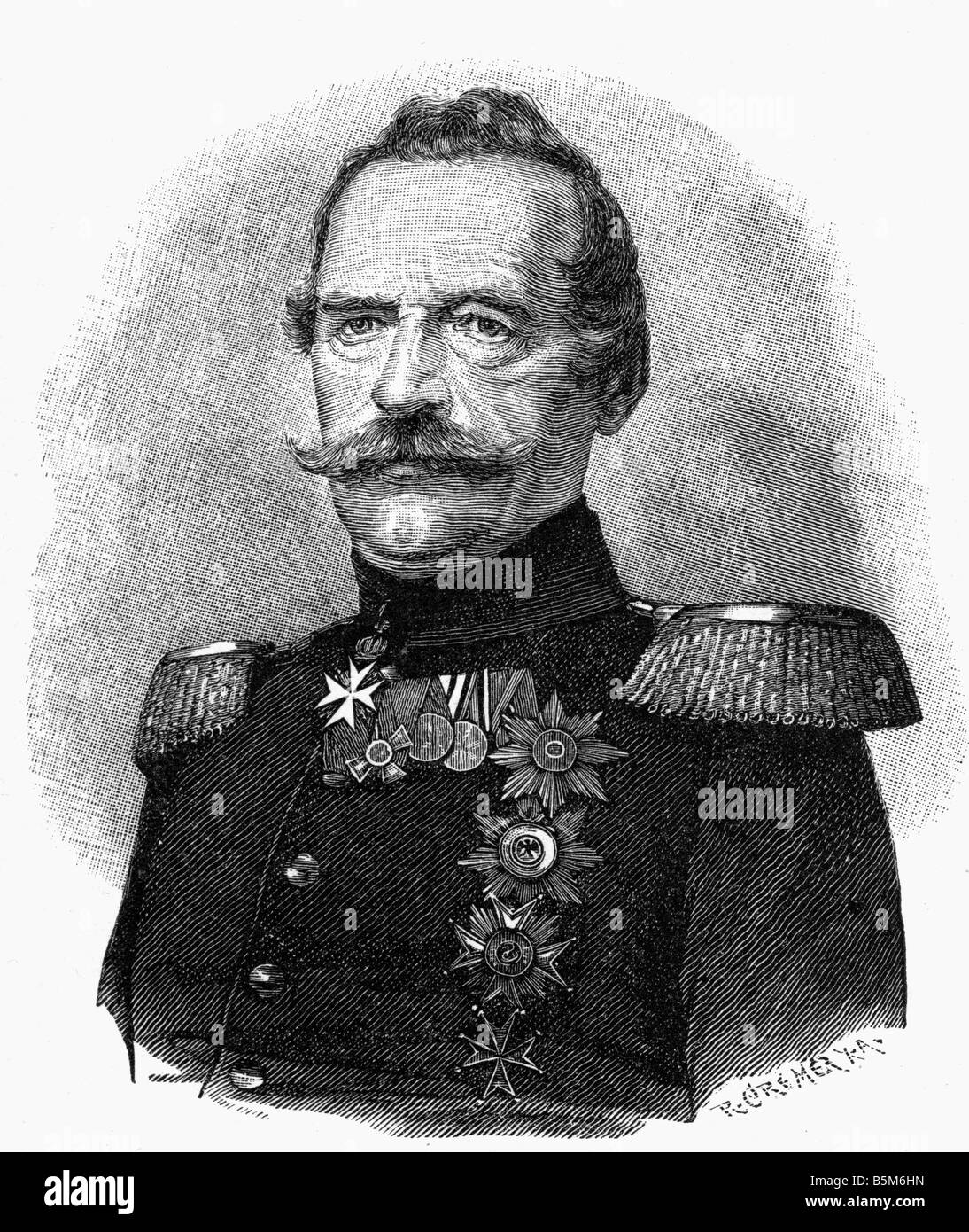 Roon, Albrecht Theodor Graf von, 30.4.1803 - 23.2.1879, Prussian general, Minister of War 1859 - 1873, portrait, lithograph by G. Engelbach, circa 1865, , Stock Photo