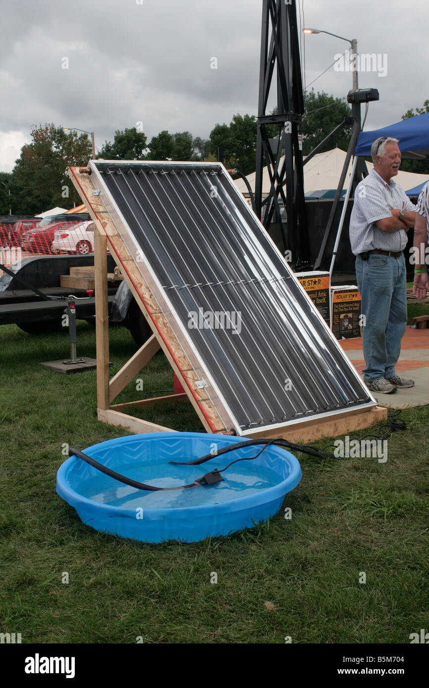 Solar heating panel on display at ground level Stock Photo