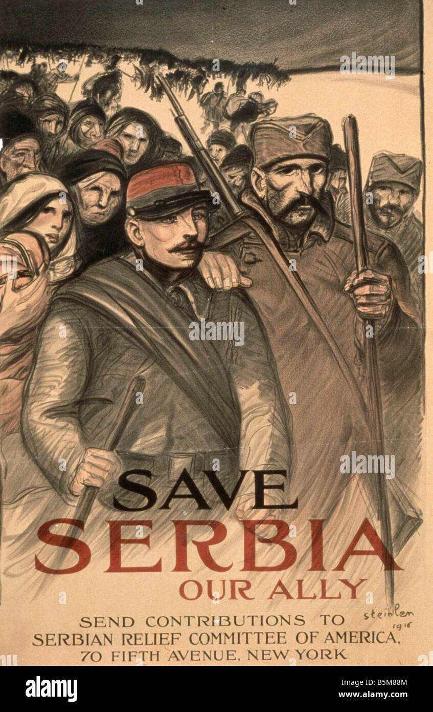 2 G55 B2 1916 25 WW I Save Serbia Our Ally Fr Poster History World War I The Balkans Save Serbia our ally Send contribu tions to Stock Photo
