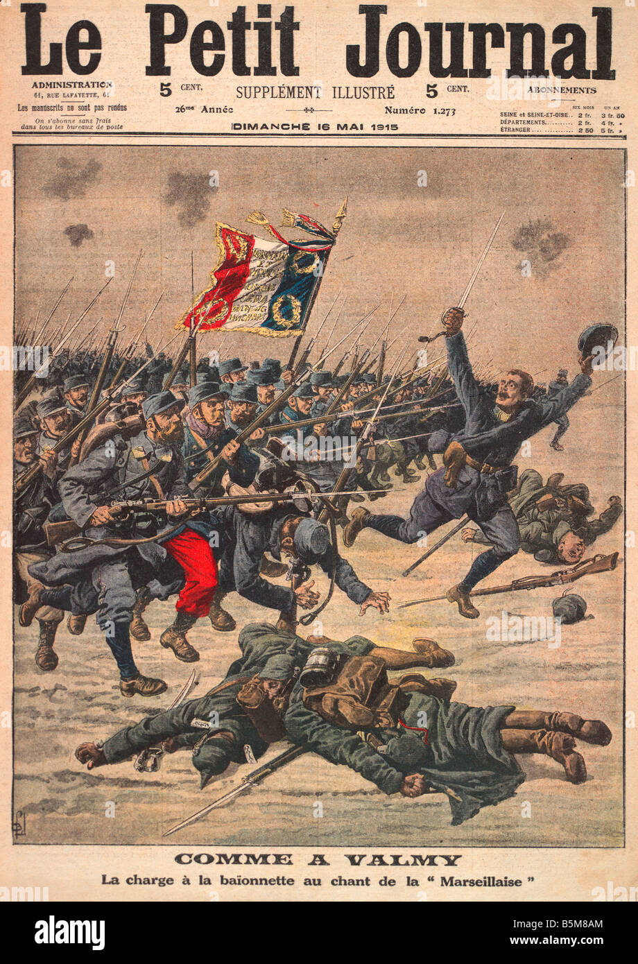 2 G55 F1 1915 2 Comme a Valmy 1915 from Petit Journal History World War One France Comme a Valmy La charge a la baion nette au c Stock Photo