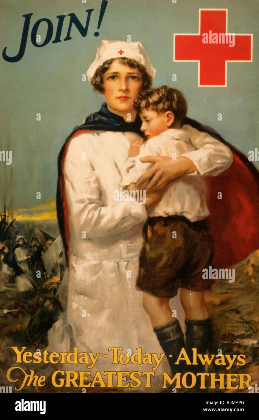 2 M20 R3 1917 1 Red Cross Recruiting USA Poster 1917 Medicine Red Cross Join Yesterday today always The Greatest Mother recruiti Stock Photo