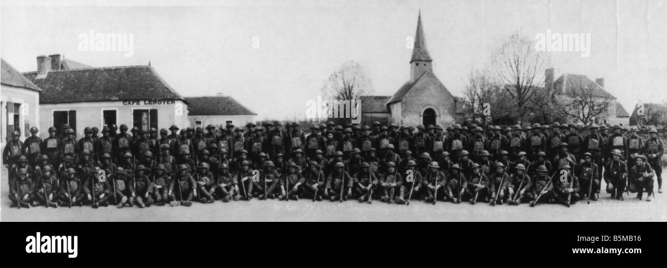 2 M70 U1 1919 E USA Infantry Regiment France 1919 Military Countries USA The 113th US infantry regiment of the Allied forces in Stock Photo