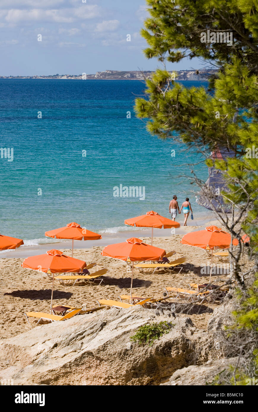 Beach scene Makris Gialos, Kefalonia, Greece Stock Photo