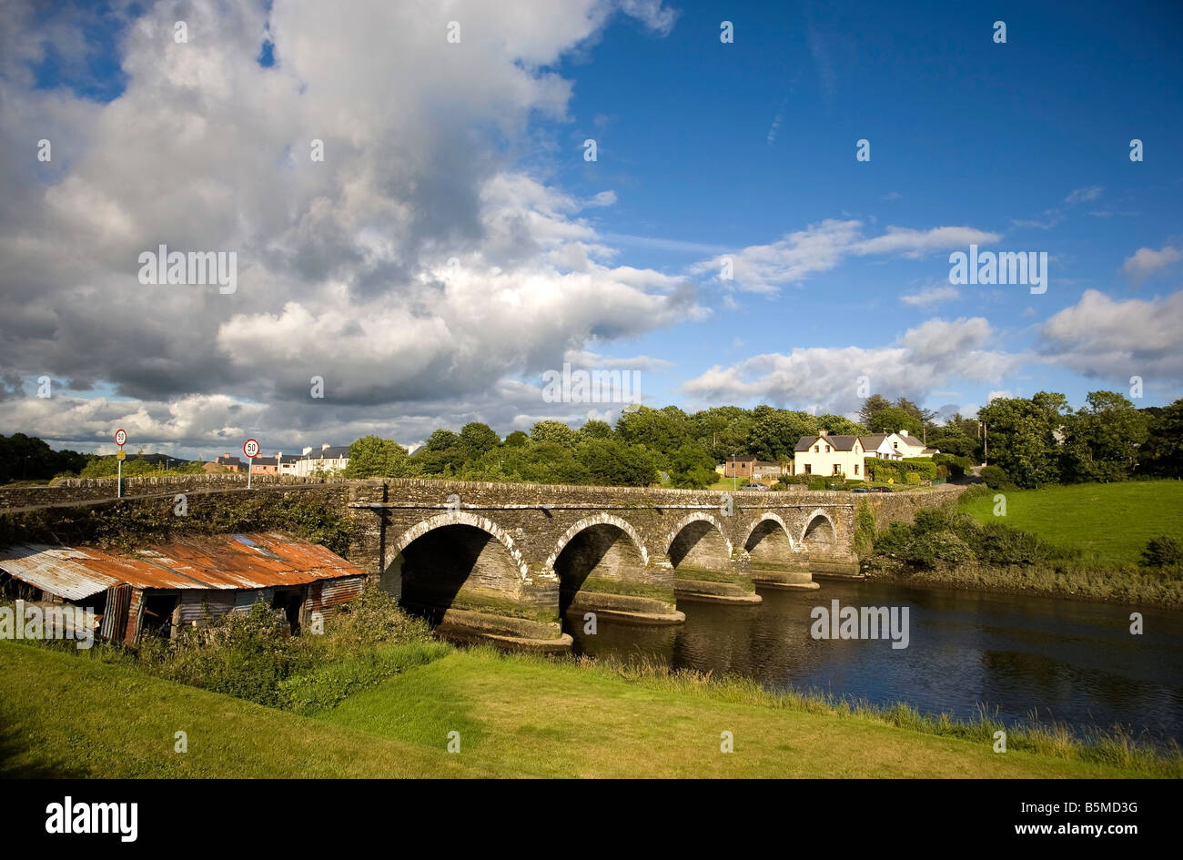 Five Arched old Bridge over the River Ilen near Skibbereen, County Cork, Ireland Stock Photo
