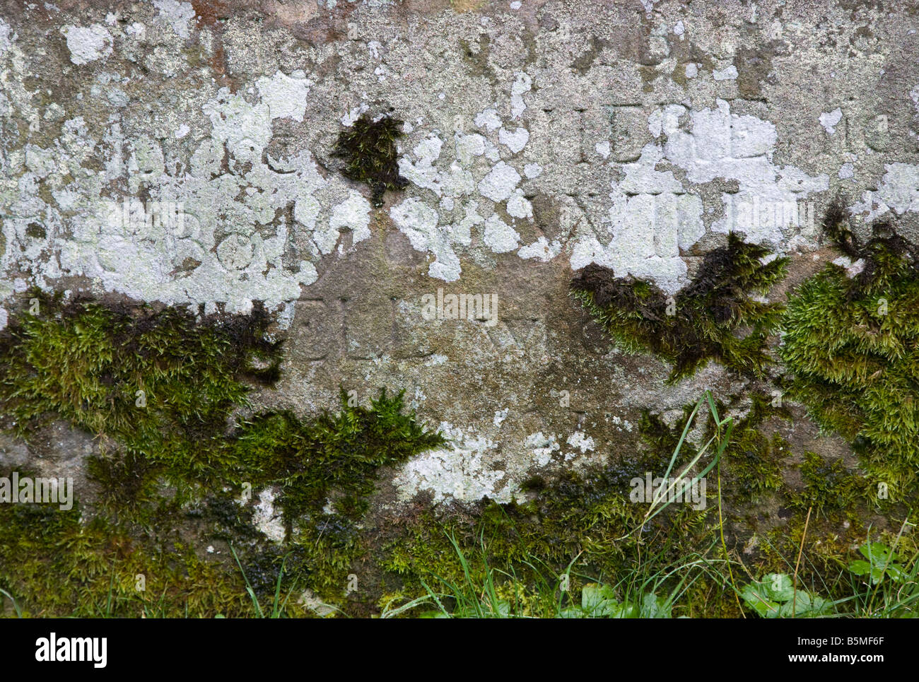 Grave stone detail Easby Churchyard near Richmond Yorkshire Stock Photo