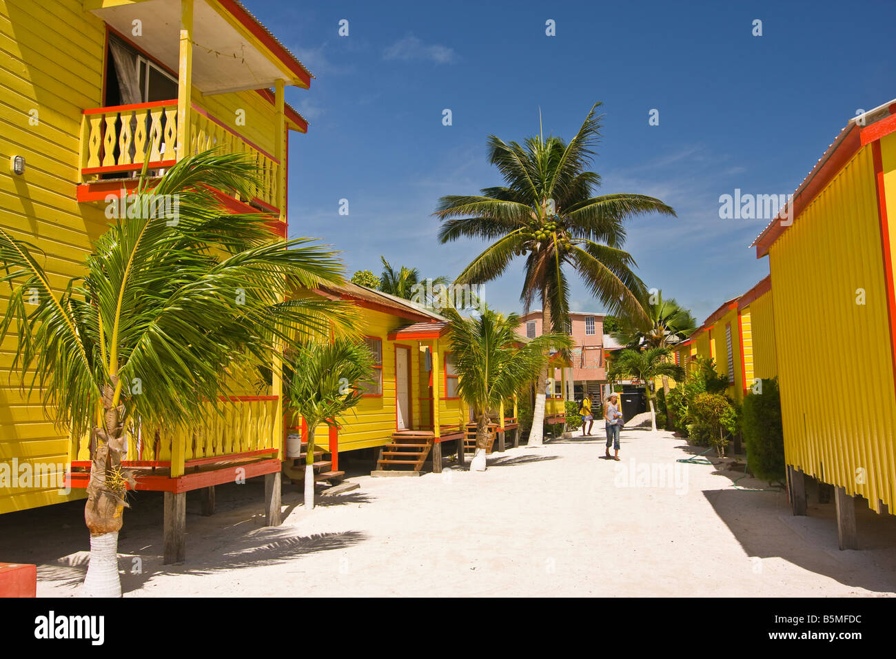 CAYE CAULKER BELIZE - Tropical Paradise Hotel cabins. Stock Photo