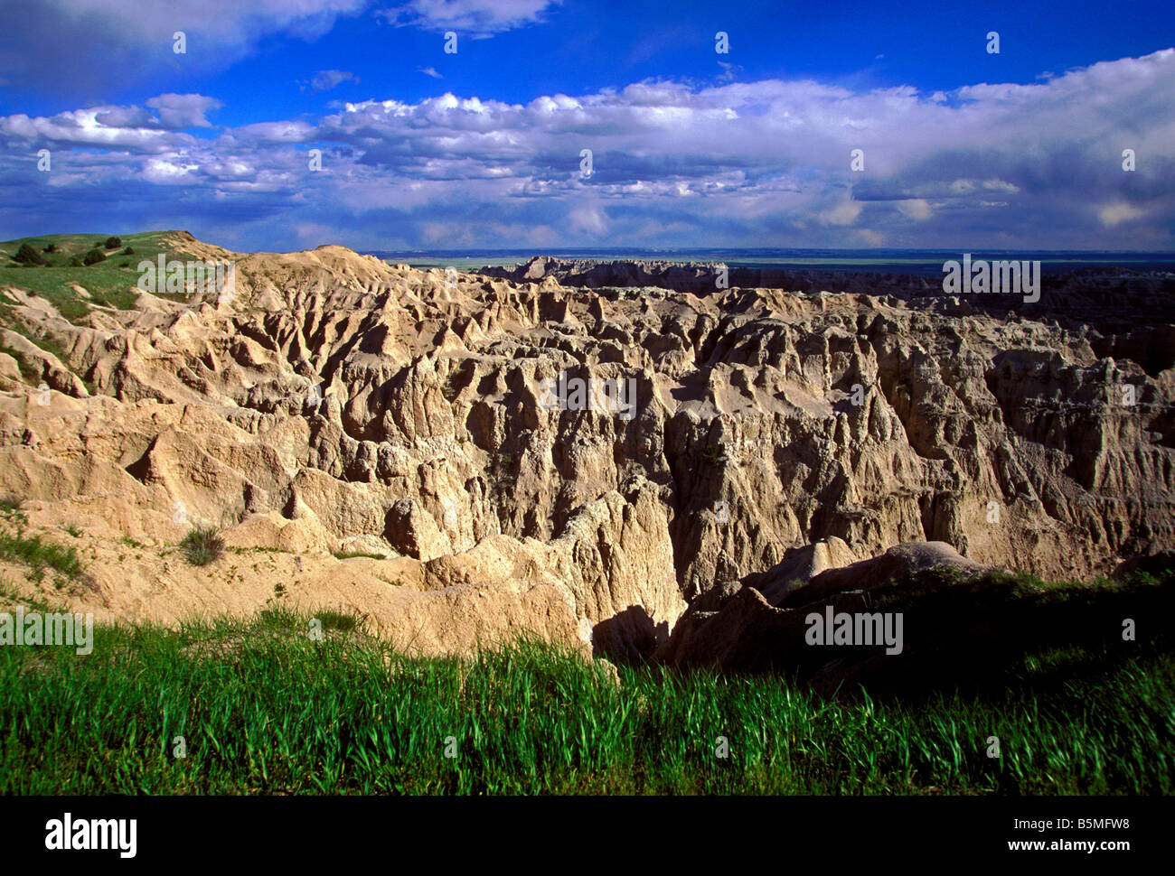 eroded landforms seen from scenic byway in the badlands in Badlands