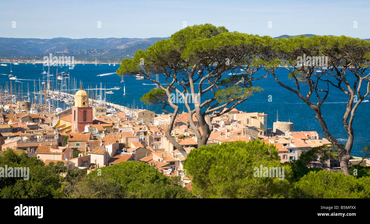 A view over the roofs of Saint-Tropez / Cote d'Azur / Provence / Southern France Stock Photo